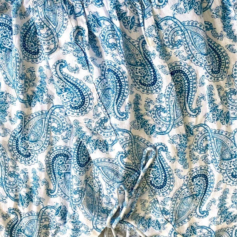 Body Glove Paisley Crochet Lace Blue & White Tank Top Shorts Romper Small - Picture 6 of 7
